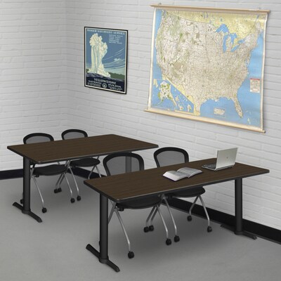 Regency Cain Steel T-Base Training Seminar Table, 60 x 24, Neo Walnut/Black Base (MTRCT6024NW)