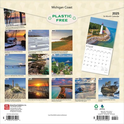 2025 BrownTrout Michigan Coast 12 x 12 Monthly  Wall Calendar (9781975475253)