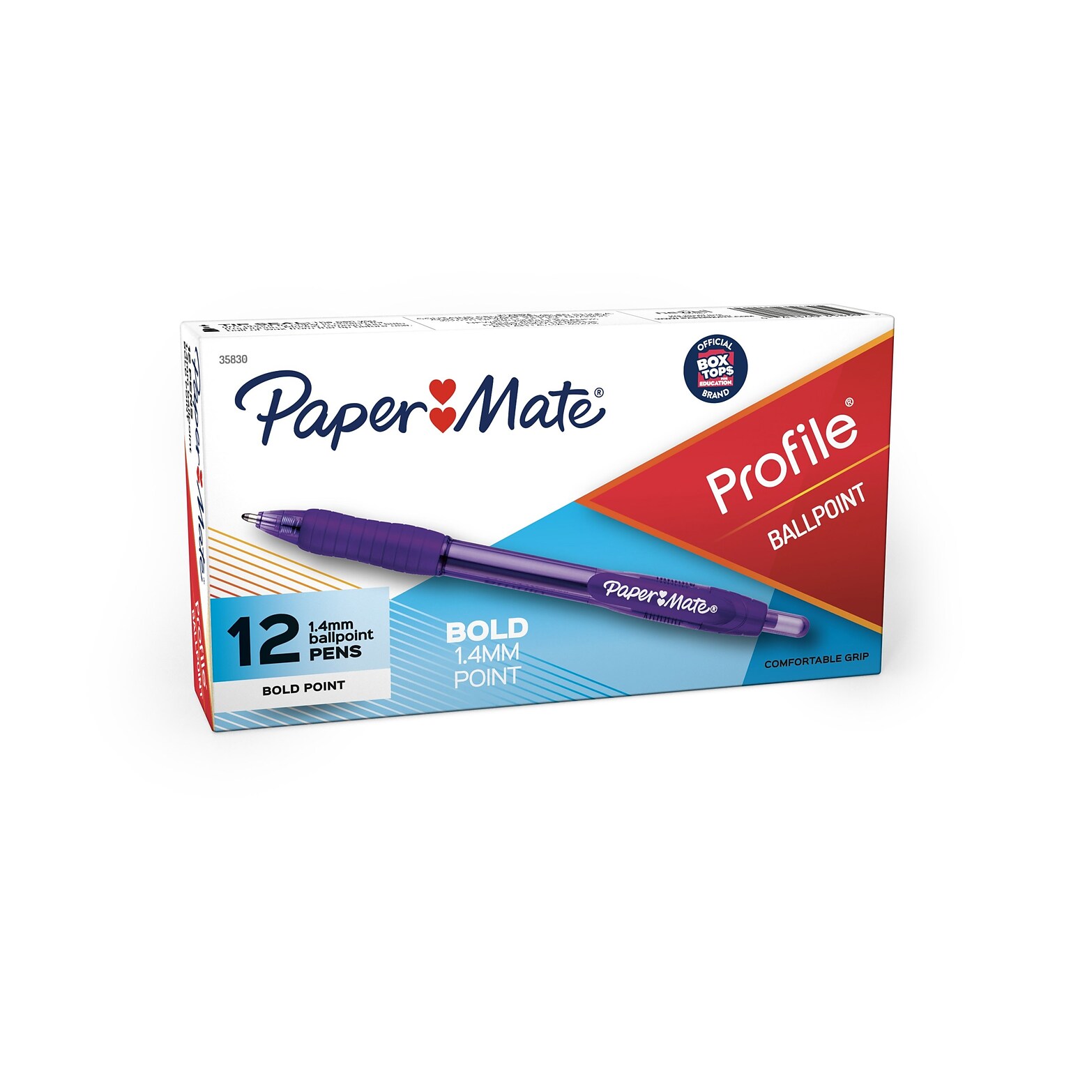 Paper Mate Profile Retractable Ballpoint Pen, Bold Point, Purple Ink, Dozen (35830)