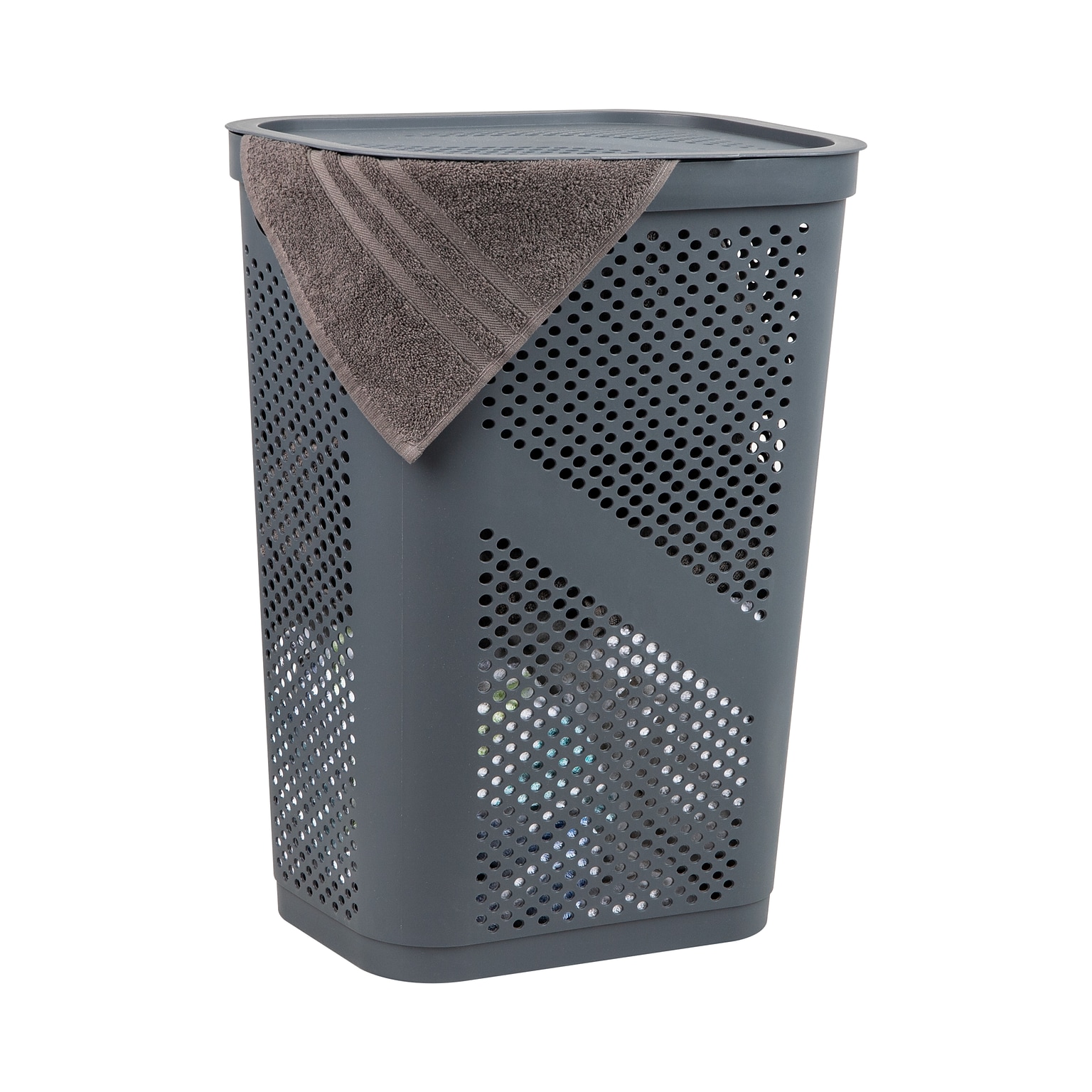 Mind Reader 15.85-Gallon Slim Laundry Hamper with Lid, Plastic, Gray (HBIN60-GRY)