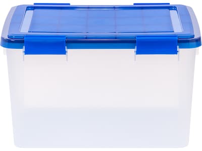 Iris WeatherPro 55.7 Qt. Latch Lid Storage Bin, Clear/Blue (500201)