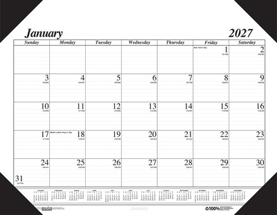 2027 House of Doolittle Economy 22 x 17 Monthly Desk Pad Calendar, Black (12402-27)