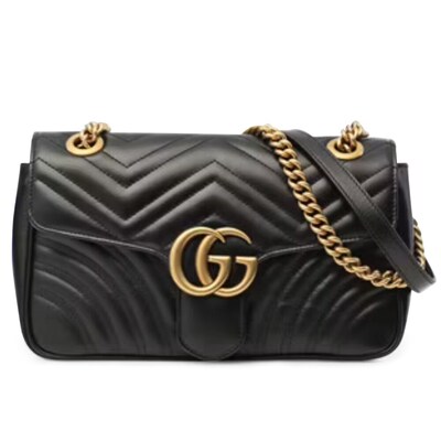 Gucci GG Marmont Quilted Bag - (Small) - (Black Leather)