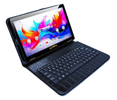 Linsay F10 Series 10.1" Tablet, Wi-Fi, Octa Core, 256GB eMMC, Android 15, with Black Crocodile Keyboard Case