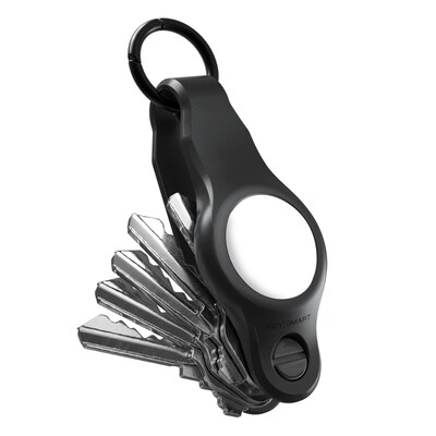 KeySmart AirTag Keyring, Premium Rubber - Black