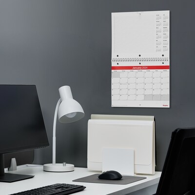2025 Staples 11" x 8" Wall Calendar, White/Red (ST53915-25)