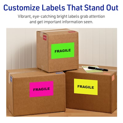 Avery Laser Shipping Labels, 5 1/2" x 8 1/2", Neon Pink, 200 Labels/Box (5948)