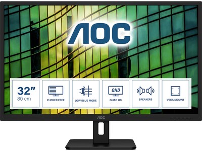 AOC 31.5 LED Monitor, Black (Q32E2N) | Quill