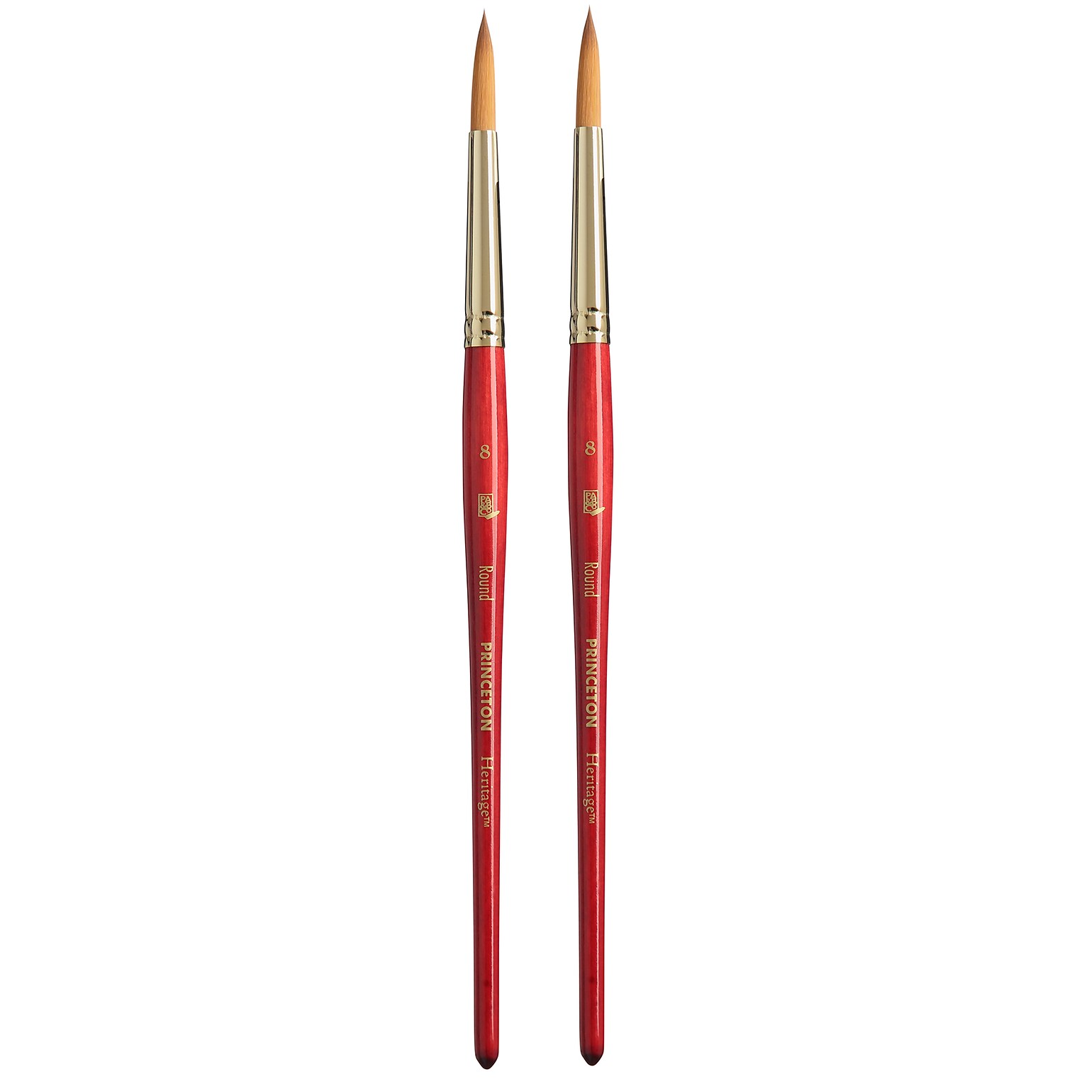 Princeton Heritage Short Handle Watercolor Synthetic Round Brush, 2/Pack (PBXP4050R8-2)