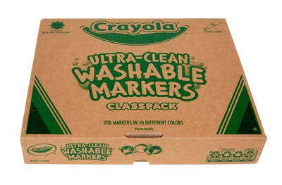 Crayola Classpack Washable Kids' Markers, Fine, Assorted Colors, 200/Carton (58-8211)
