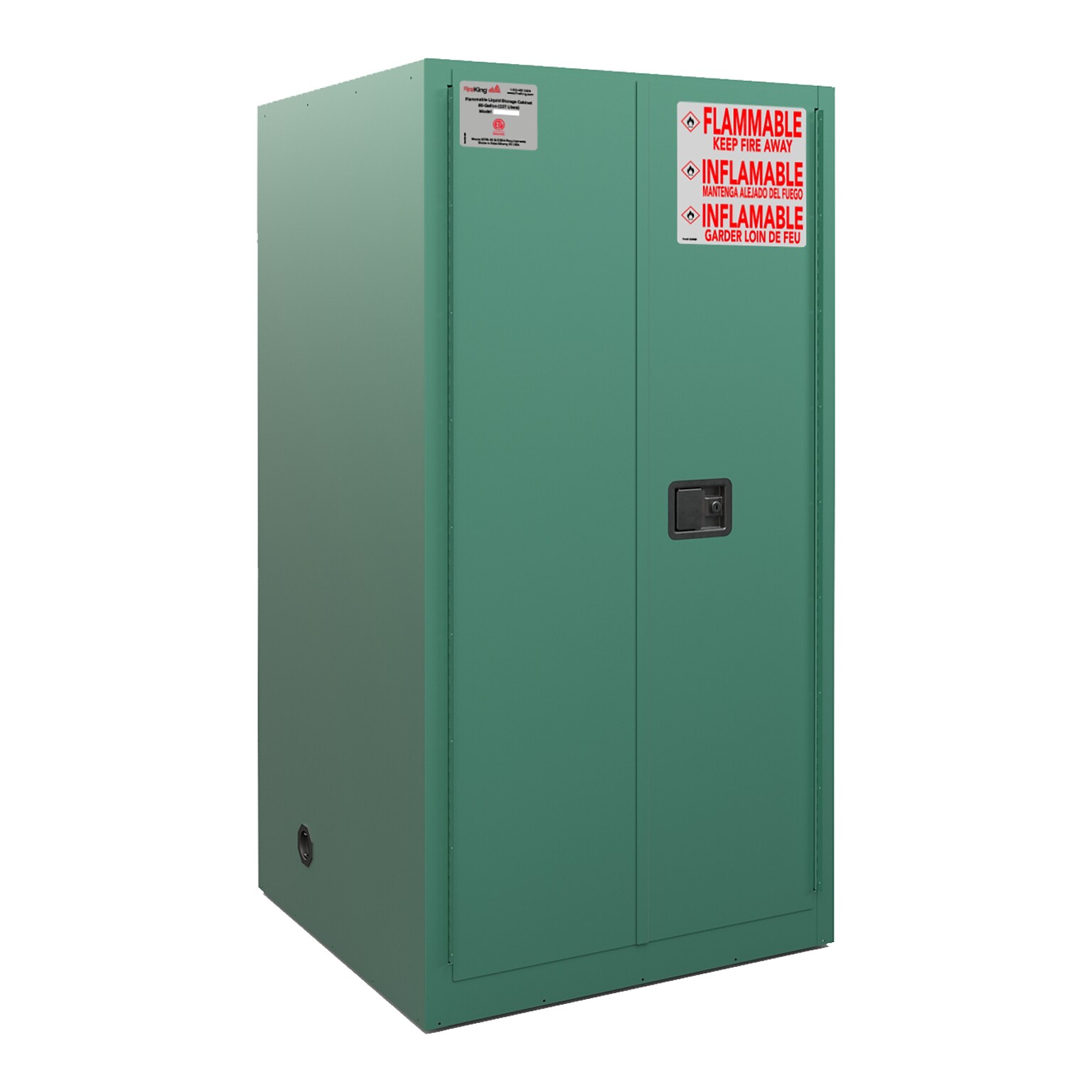 FireKing Flammable Liquids Steel Storage Cabinet, 60 gal, Manual Close, Green (SC60-MC-G)