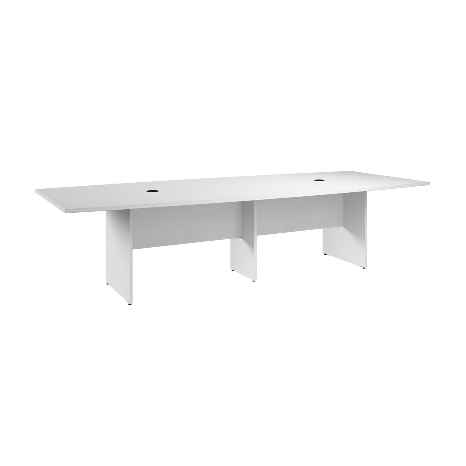 Bush Business Furniture 120W x 48D Boat Shaped Conference Table with Wood Base, White (99TB12048WHK)
