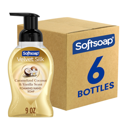 Softsoap Velvet Silk Foaming Liquid Hand Soap, Caramelized Coconut & Vanilla Scent,9 oz., 6/Carton (61052504CT)