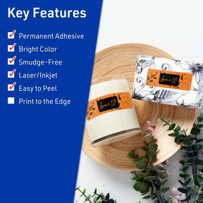 Avery Rectangle Laser/Inkjet Multipurpose Labels, 1 x 4, Bright Orange (1600/Box)