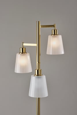 Adesso Gio 65"H Antique Brass Floor Lamp with White Glossed Glass Shades (3312-21)