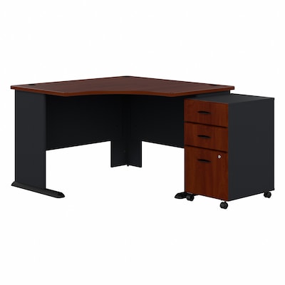 Bush Business Furniture Cubix 48W Corner Desk with Mobile File Cabinet, Hansen Cherry/Galaxy (SRA03