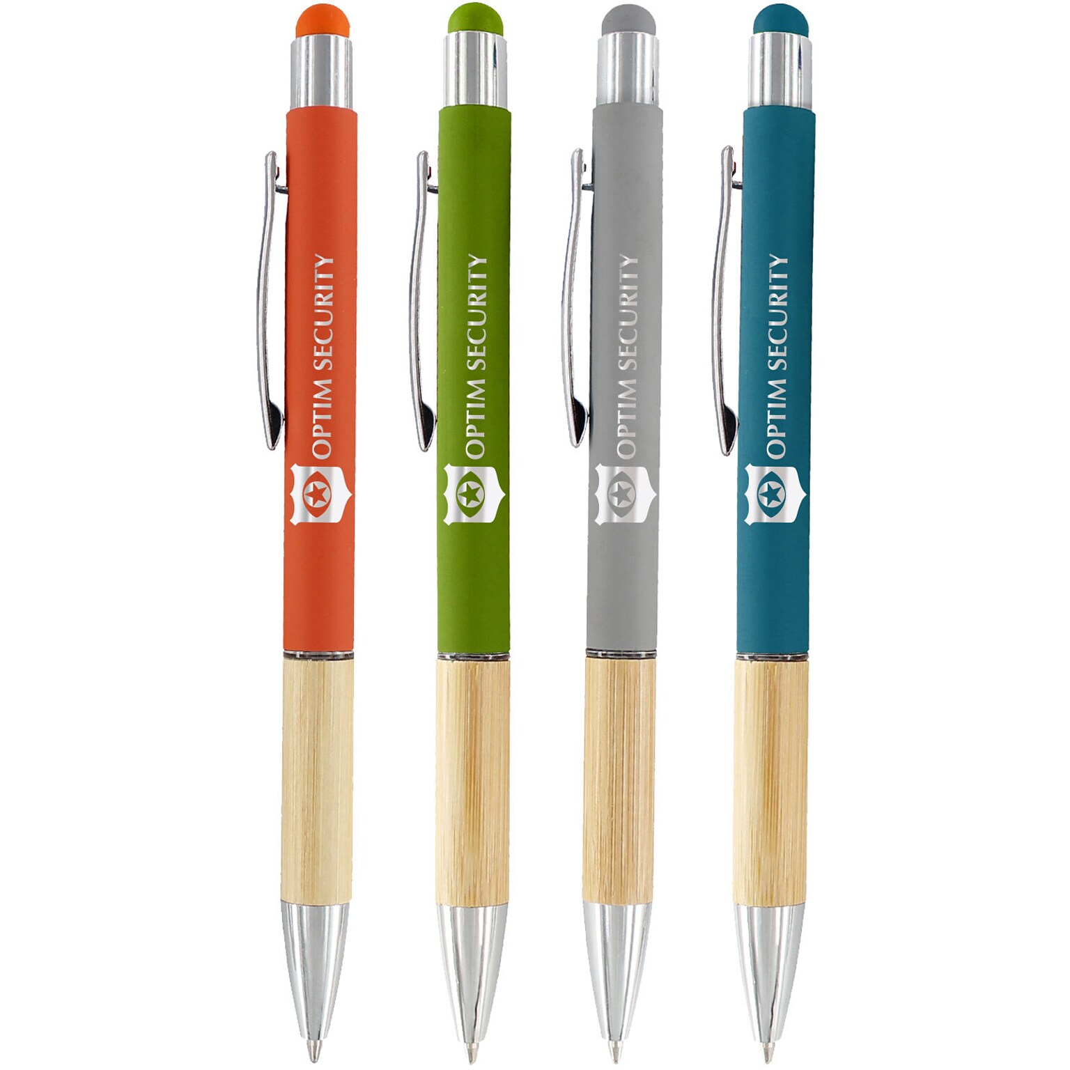 Custom Saratoga Bamboo Grip Stylus Pen