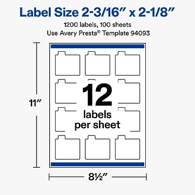 Avery Laser/Inkjet Lip Balm Labels, 2-3/16" x 2-1/8", White, 1200 Labels/Box (19479370675)