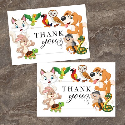 Great Papers Whimisical Animal Pals General Use Thank You Notecard Kits, Multicolored, 24/Pack (2025026)