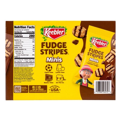 Keebler Fudge Stripes Mini Cookies, 72 oz., 36/Pack (220-02517)