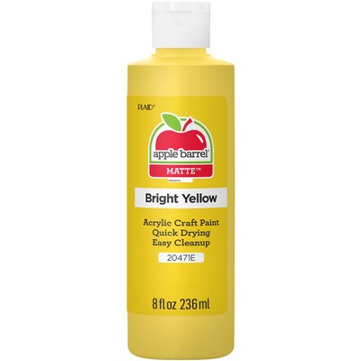 Apple Barrel Acrylic Paint Matte, 8oz., Bright Yellow, 6/Pack (APP20471E-6)