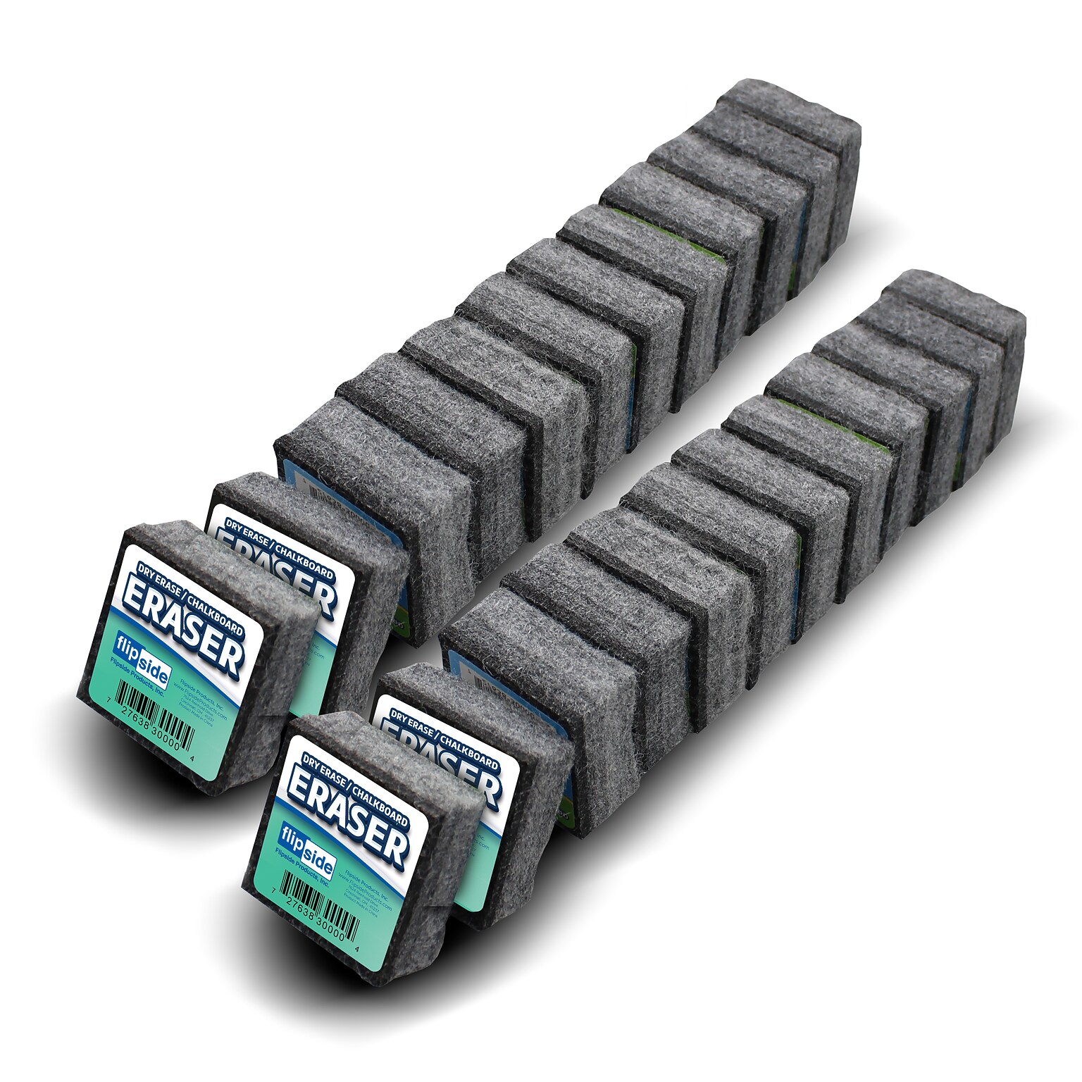 Flipside Dry-Erase Eraser, Gray, 24/Pack (32000)