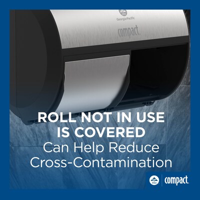 Georgia-Pacific Compact 2-Roll Side-by-Side Coreless Toilet Paper Dispenser, Faux Stainless (56796A)