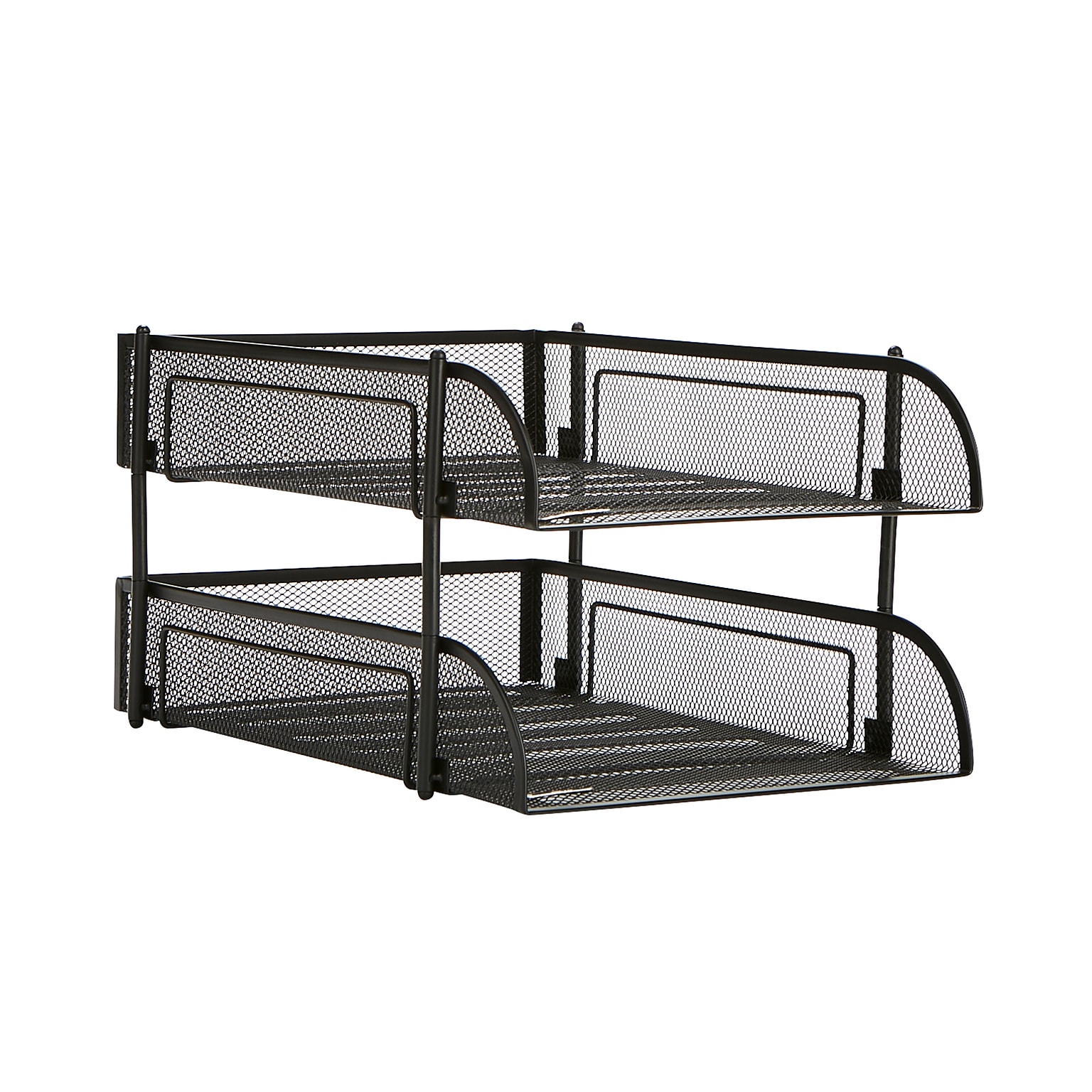 Mind Reader Metal Mesh Front Loading Stackable Letter Tray, Letter/Legal Size, Black, 2/Pack (CSTACK2-BLK)