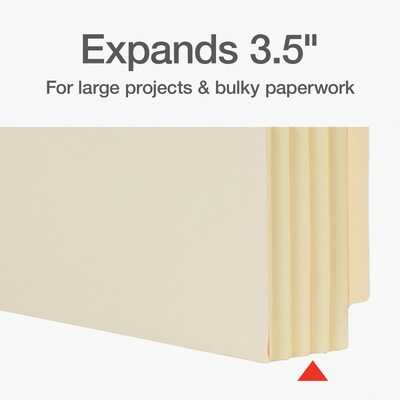 Pendaflex Reinforced File Pocket, 3 1/2" Expansion, Letter Size, Manila, 10/Box (12822)