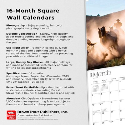 2024 BrownTrout Cowboys 12" x 24" Monthly Wall Calendar (9781975462482)