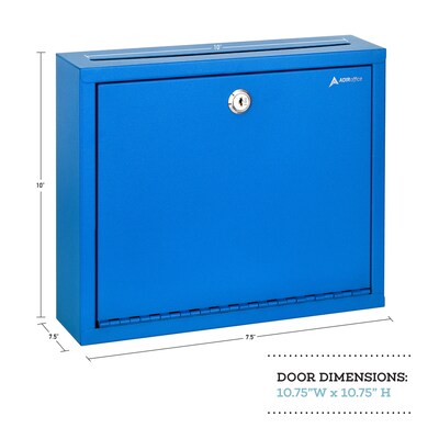 AdirOffice Steel Multipurpose Drop Box Interoffice Mailbox, Large, Blue (631-03-BLU-PKG)
