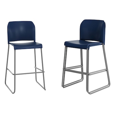 Flash Furniture Hercules Kenai Classic Plastic Stacking Full Back Bar Stools, 3-Pieces (3RUT239AHBSNV)
