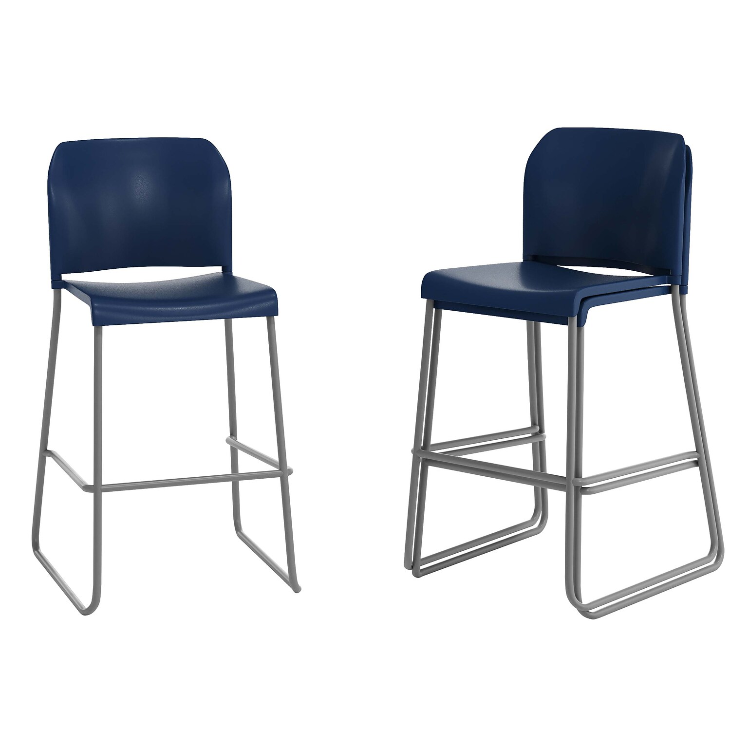 Flash Furniture Hercules Kenai Classic Plastic Stacking Full Back Bar Stools, 3-Pieces (3RUT239AHBSNV)
