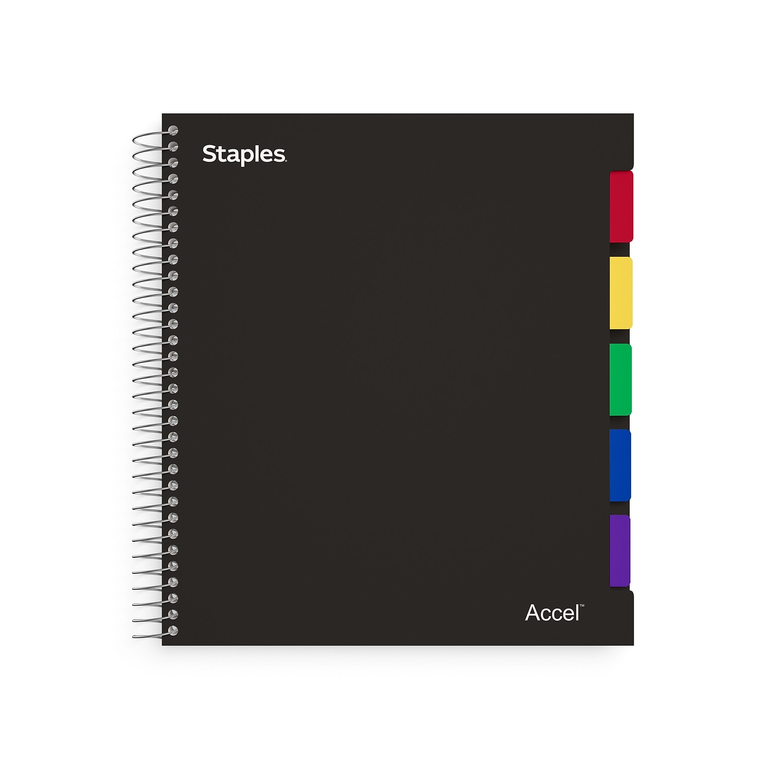 Staples Premium 5-Subject Subject Notebook, 8.5 x 11, College Ruled, 150 Sheets, Black (ST24430D)