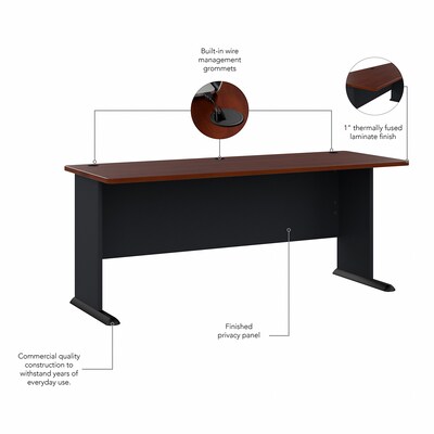 Bush Business Furniture Cubix 72"W Desk, Hansen Cherry/Galaxy (WC94472)