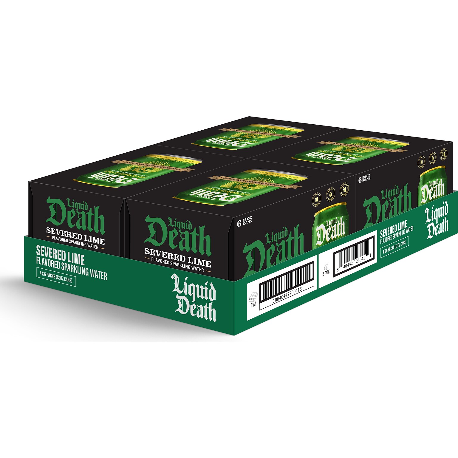Liquid Death Severed Lime Sparkling Water, 12 fl. oz., 6 Cans/Box, 4 Boxes/Carton (LD-12-SL-4x6pk)