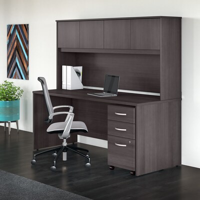 Bush Business Furniture Studio C 72W Office Desk with Hutch and Mobile File Cabinet, Storm Gray (ST