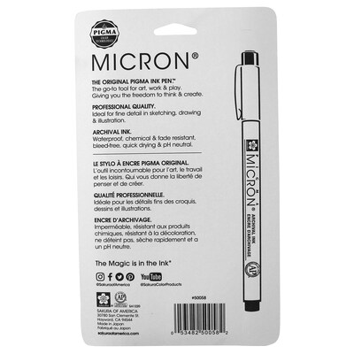 Sakura Pigma Micron Pens, Black, 6/Pack (SAK50058)