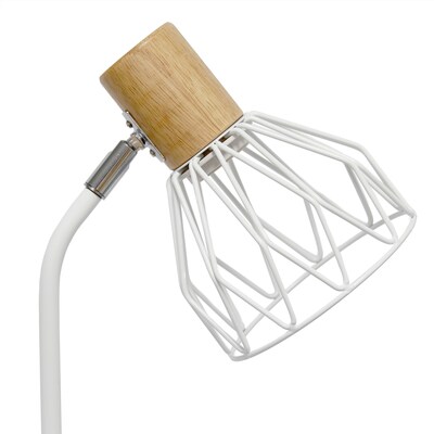Simple Designs Farmhouse Fusion LED Desk Lamp, 18.19", White Iron (LD2022-WHT)
