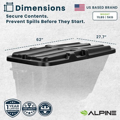 Alpine Industries Hinged Tilt Truck Lid, 1/2 Cubic Yard, Black, (500-12HL-BLK)