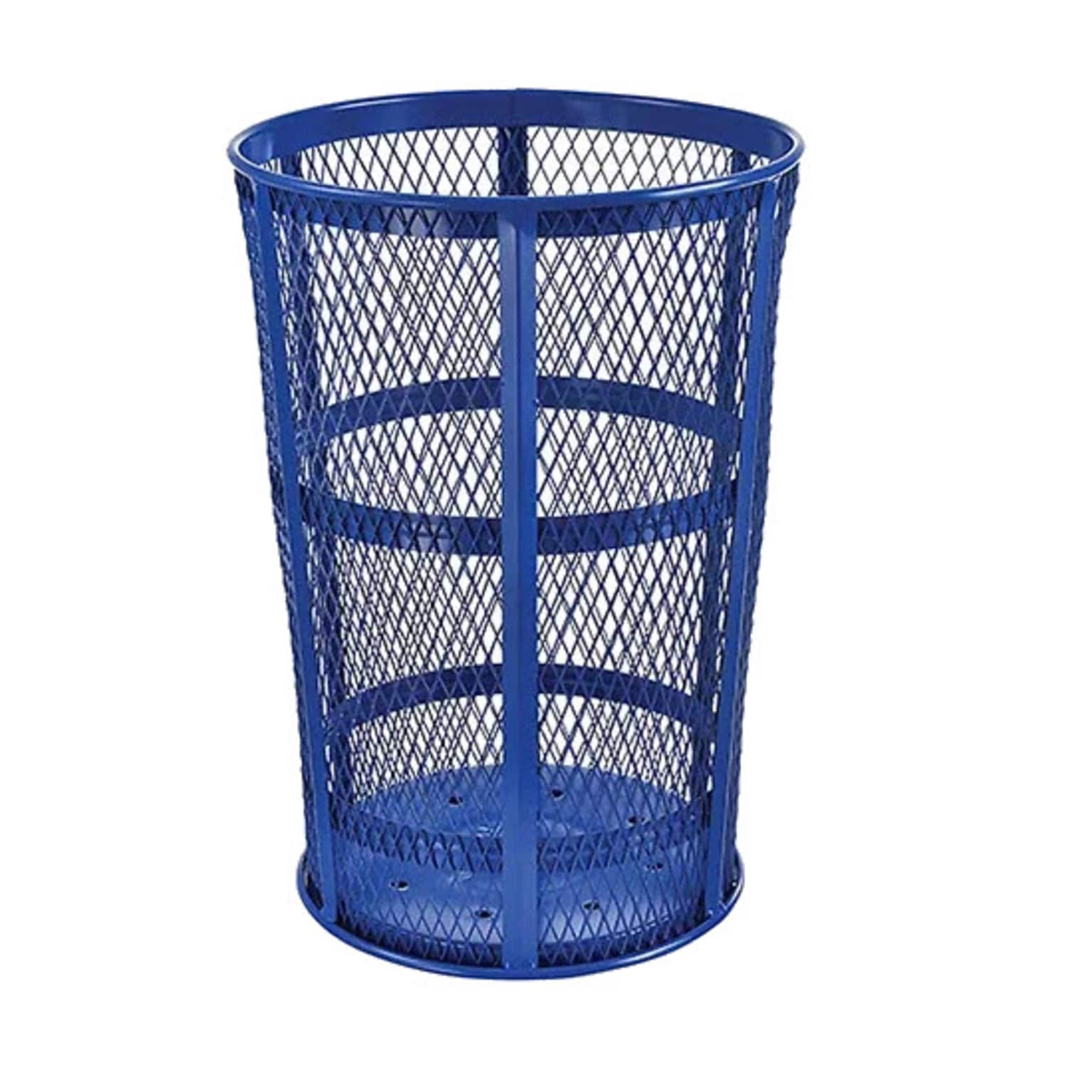 Global Industrial Outdoor Steel Mesh Corrosion-Resistant Trash Can, 48 Gallon, Blue (237634BL)