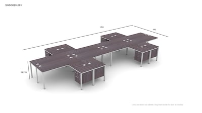 Boss Office Products Simple System 71W L-Shaped Desk with Pedestal, Driftwood, 8/Set (SGSD028-203)