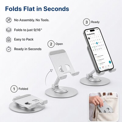 Uncaged Ergonomics 360° Swivel Adjustable Cell Phone Desktop Stand, Silver (SPS-Silver)
