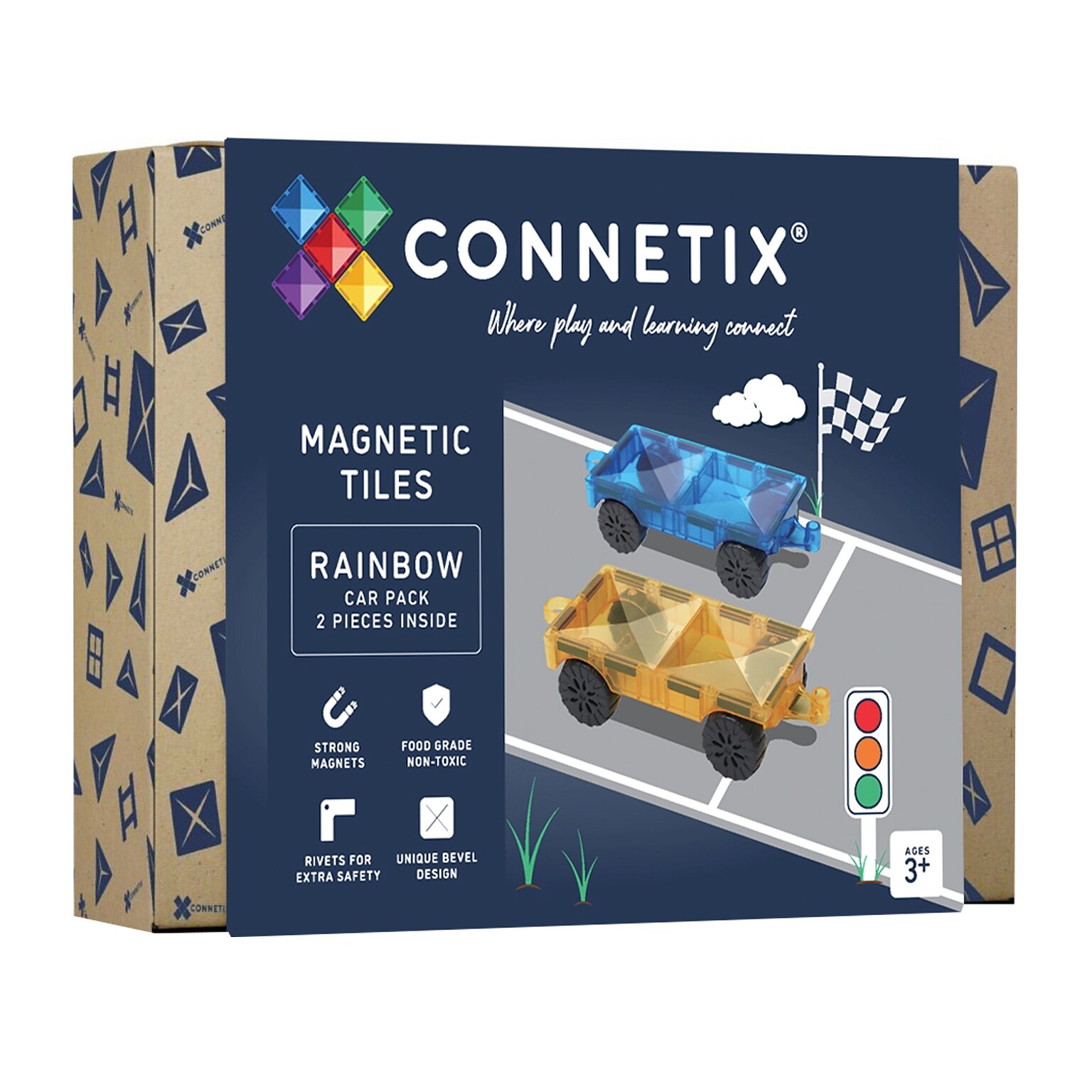 Connetix Magnetic Tiles Rainbow Car Pack, 2 Pieces (CNTR00002CA)