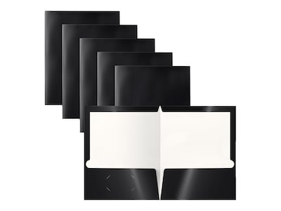 Better Office Glossy 2-Pocket Portfolio Folder, Black, 25/Pack (80181-25PK)