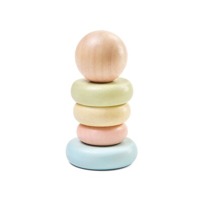 Plan Toys First Stacking Ring Pastel Baby Toy, Multicolored, 5/Pack (PTS5380)