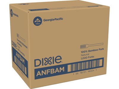 Dixie Compostable Bamboo Fork, Brown, 1000/Box (ANFBAM)