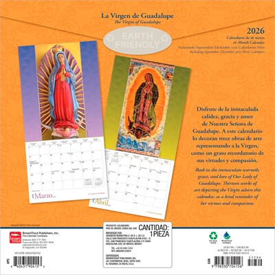 2026 BrownTrout La Virgen de Guadalupe 12 x 12 Monthly Wall Calendar (9798330704156)