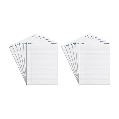 Quill Brand® Standard Series Legal Pad, 8-1/2" x 11", Wide Ruled, White, 50 Sheets/Pad, 12 Pads/Pack (742328)