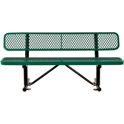 Global Industrial 6 Outdoor Steel Bench w/ Backrest, Expanded Metal, Green (277154GN)